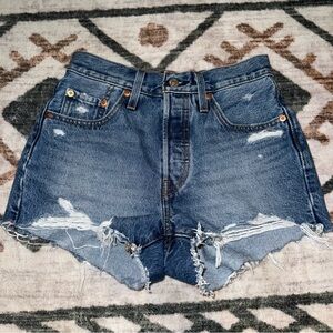 Levi's Blue Distressed Jean Shorts